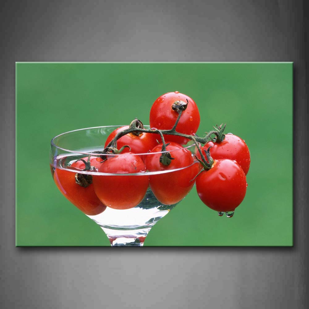 Red Tomato With Water In Glass Wall Art Painting Pictures Print On Canvas Food The Picture For Home Modern Decoration 