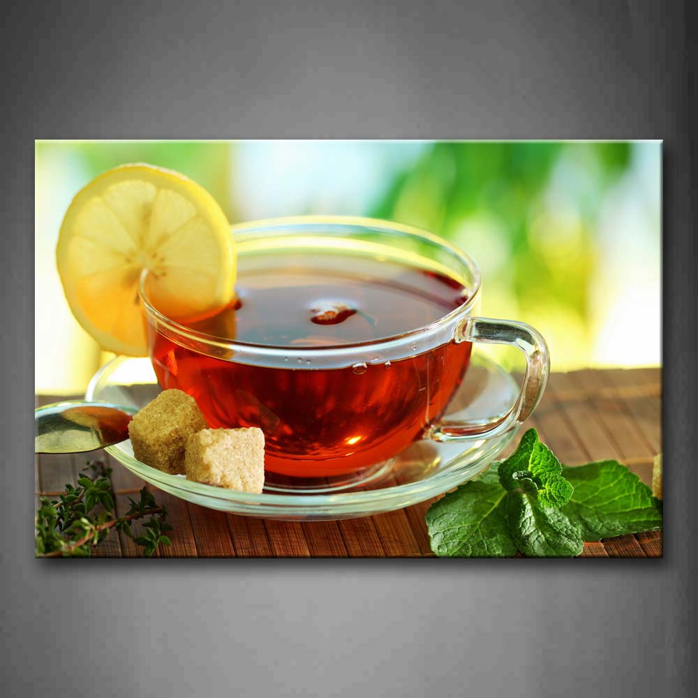 Black Tea Cup A Slit Pieces Of Lemon Wall Art Painting Pictures Print On Canvas Food The Picture For Home Modern Decoration 