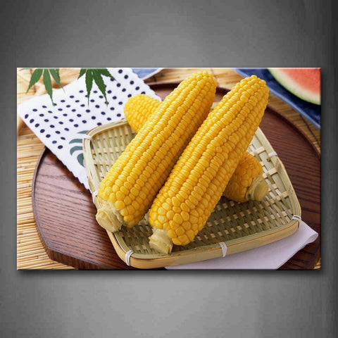 Yellow Corn In Basket Wall Art Painting The Picture Print On Canvas Food Pictures For Home Decor Decoration Gift 