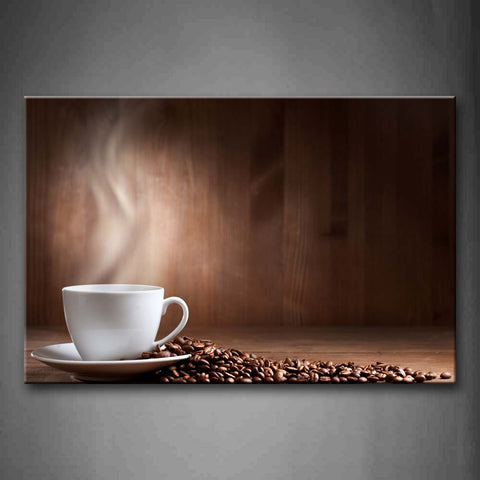 Brown Hot Coffee In White Cup Wall Art Painting Pictures Print On Canvas Food The Picture For Home Modern Decoration 