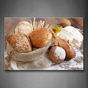 Bread In Bag And White Flour Wall Art Painting The Picture Print On Canvas Food Pictures For Home Decor Decoration Gift 