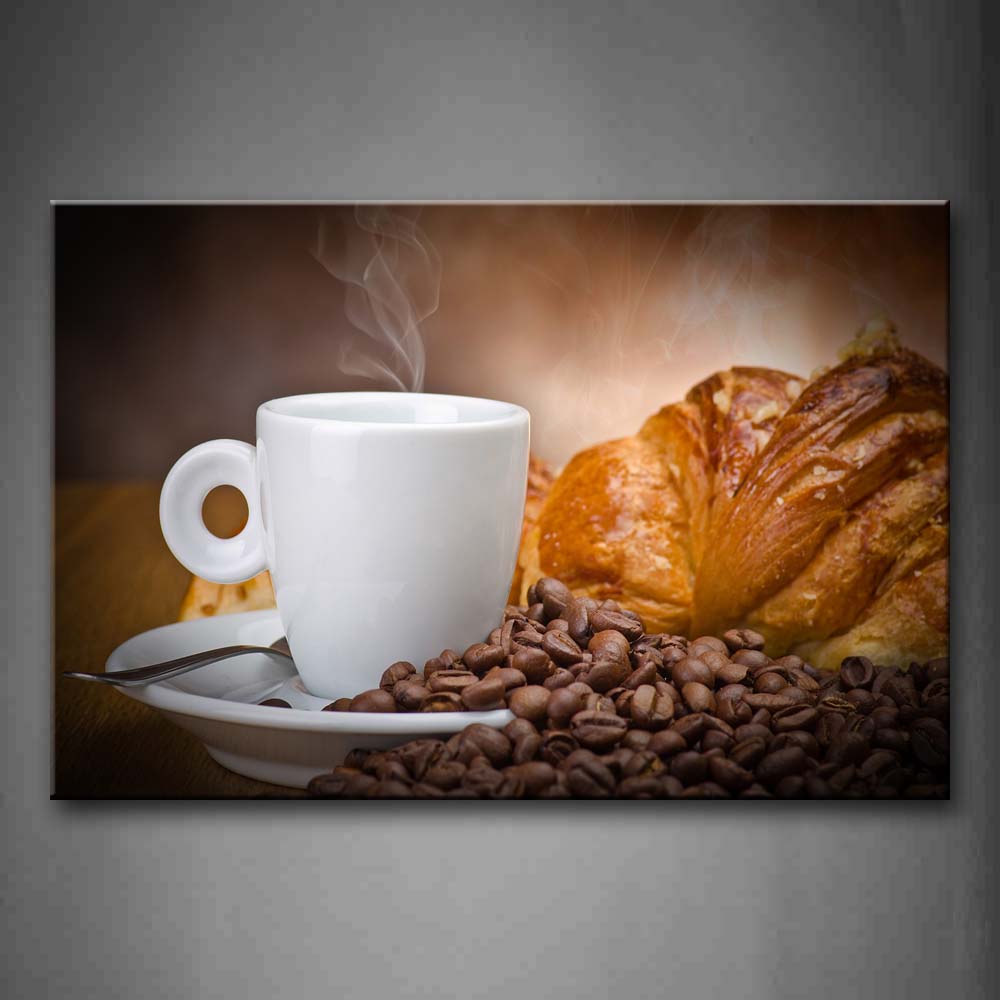 Brown Hot Coffee And Baking Bread Wall Art Painting Pictures Print On Canvas Food The Picture For Home Modern Decoration 