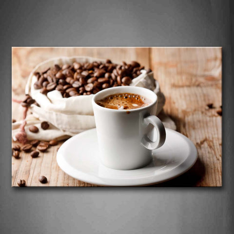 Brown Bread Coffee In White Cup Wall Art Painting Pictures Print On Canvas Food The Picture For Home Modern Decoration 