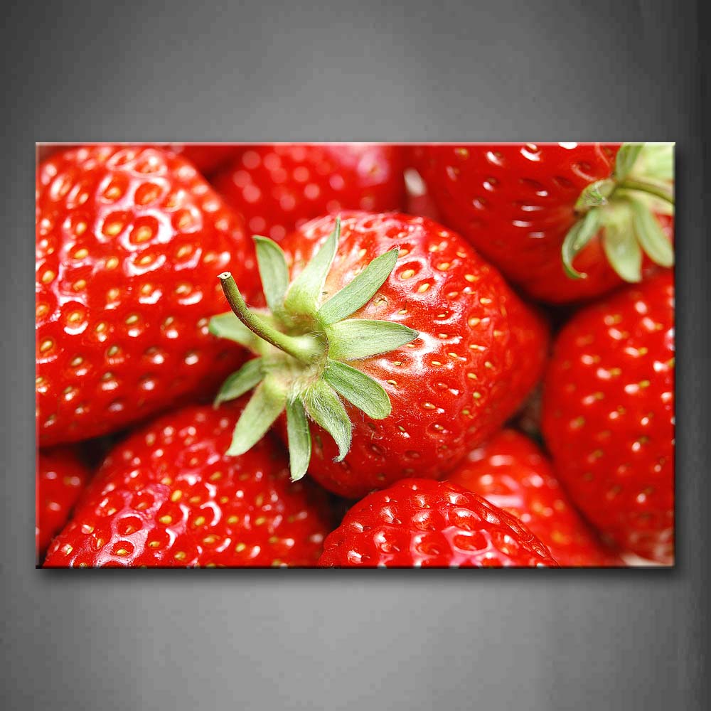 Red Strawberry With Green Leaf Wall Art Painting The Picture Print On Canvas Food Pictures For Home Decor Decoration Gift 