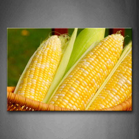 Corn With Leaf In Basket Wall Art Painting The Picture Print On Canvas Food Pictures For Home Decor Decoration Gift 