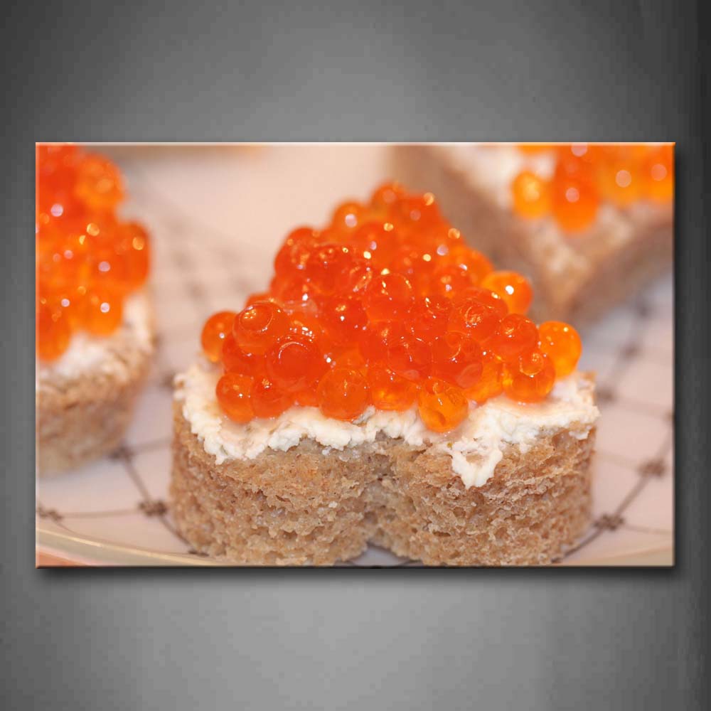 Golden Caviar In Biscuit Wall Art Painting Pictures Print On Canvas Food The Picture For Home Modern Decoration 