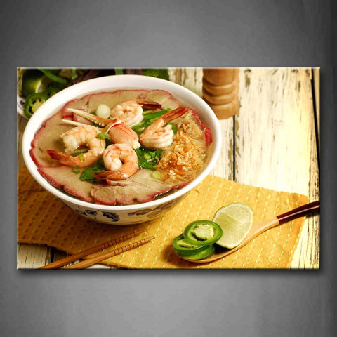 Soup With Meat And Shrimp In Bowl Wall Art Painting The Picture Print On Canvas Food Pictures For Home Decor Decoration Gift 