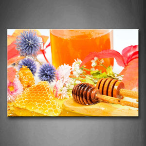 Golden Honey With Colorful Flower Wall Art Painting Pictures Print On Canvas Food The Picture For Home Modern Decoration 