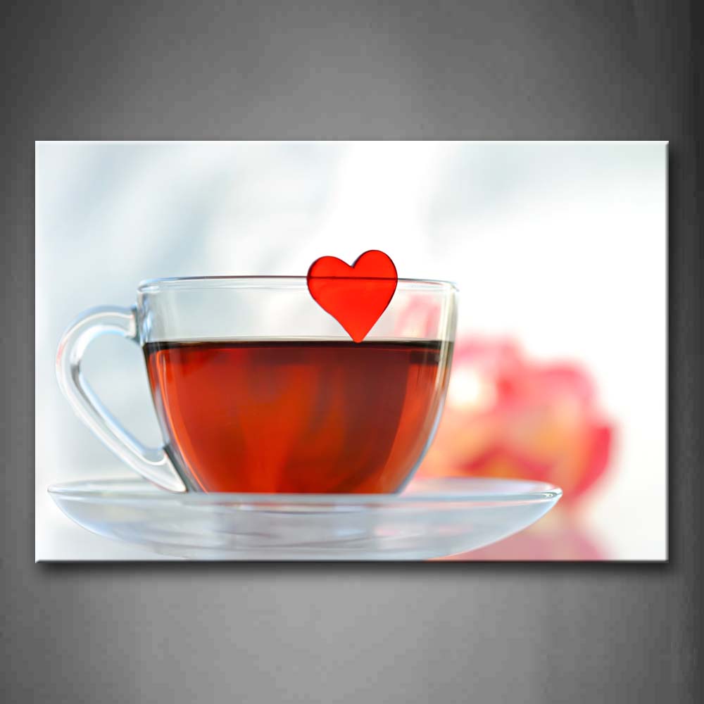 Red Tea With Heart Shape In Cup Wall Art Painting Pictures Print On Canvas Food The Picture For Home Modern Decoration 