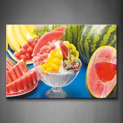 Colorful Various Fruit With Freeze In Bowl Wall Art Painting Pictures Print On Canvas Food The Picture For Home Modern Decoration 