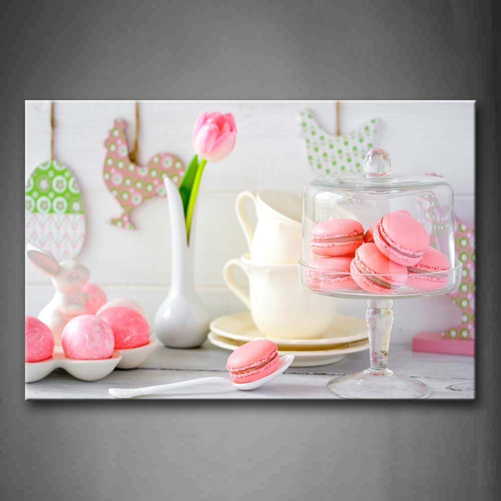 Pink Biscuit With Flower Wall Art Painting The Picture Print On Canvas Food Pictures For Home Decor Decoration Gift 