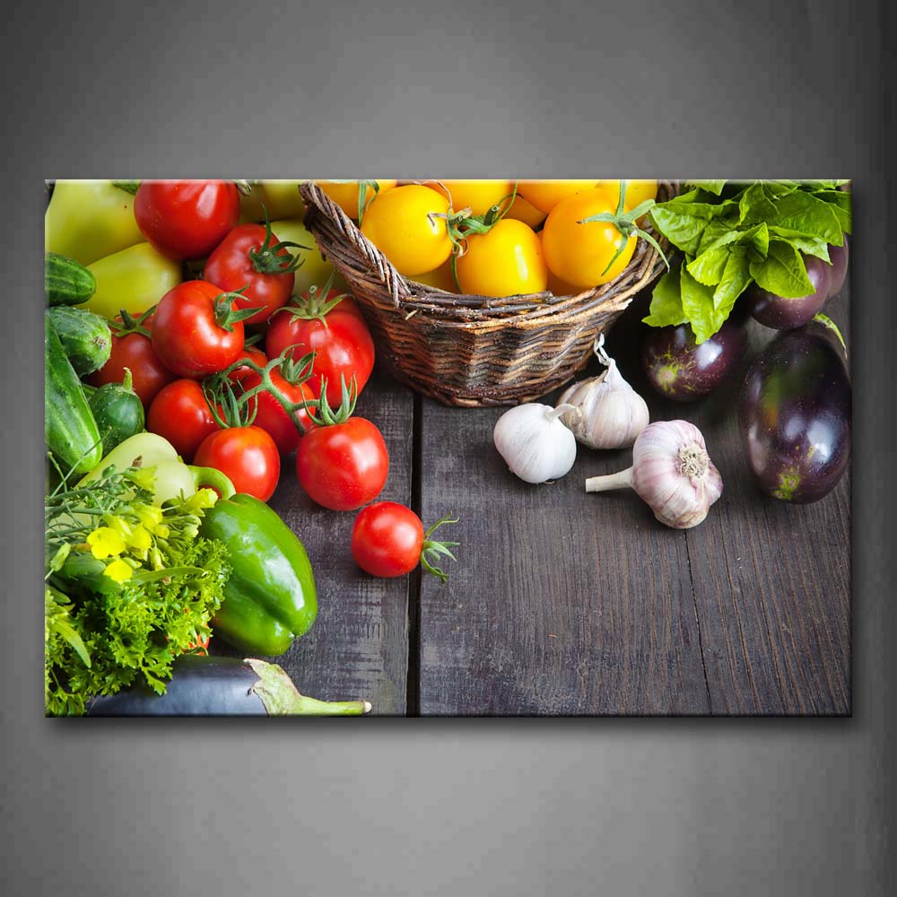 Various Coloful Vegetables With Basket Wall Art Painting Pictures Print On Canvas Food The Picture For Home Modern Decoration 