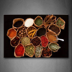 Brown Various Colorful Herbs And Spices Wall Art Painting The Picture Print On Canvas Food Pictures For Home Decor Decoration Gift 