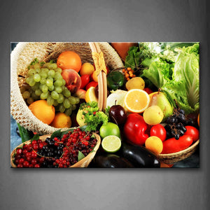 Colorful Various Fruit In Basket Wall Art Painting Pictures Print On Canvas Food The Picture For Home Modern Decoration 