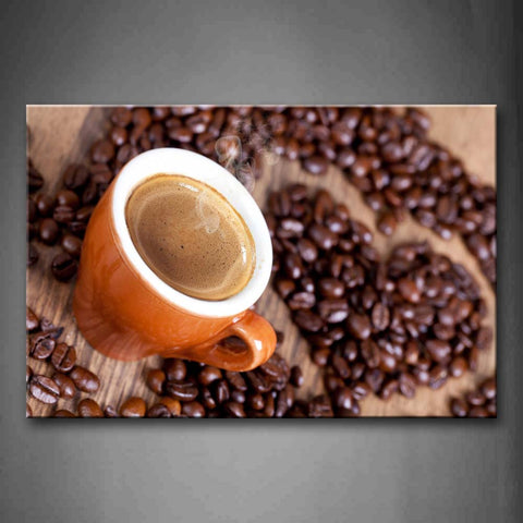 Brown Coffee Heart With Cup Wall Art Painting The Picture Print On Canvas Food Pictures For Home Decor Decoration Gift 