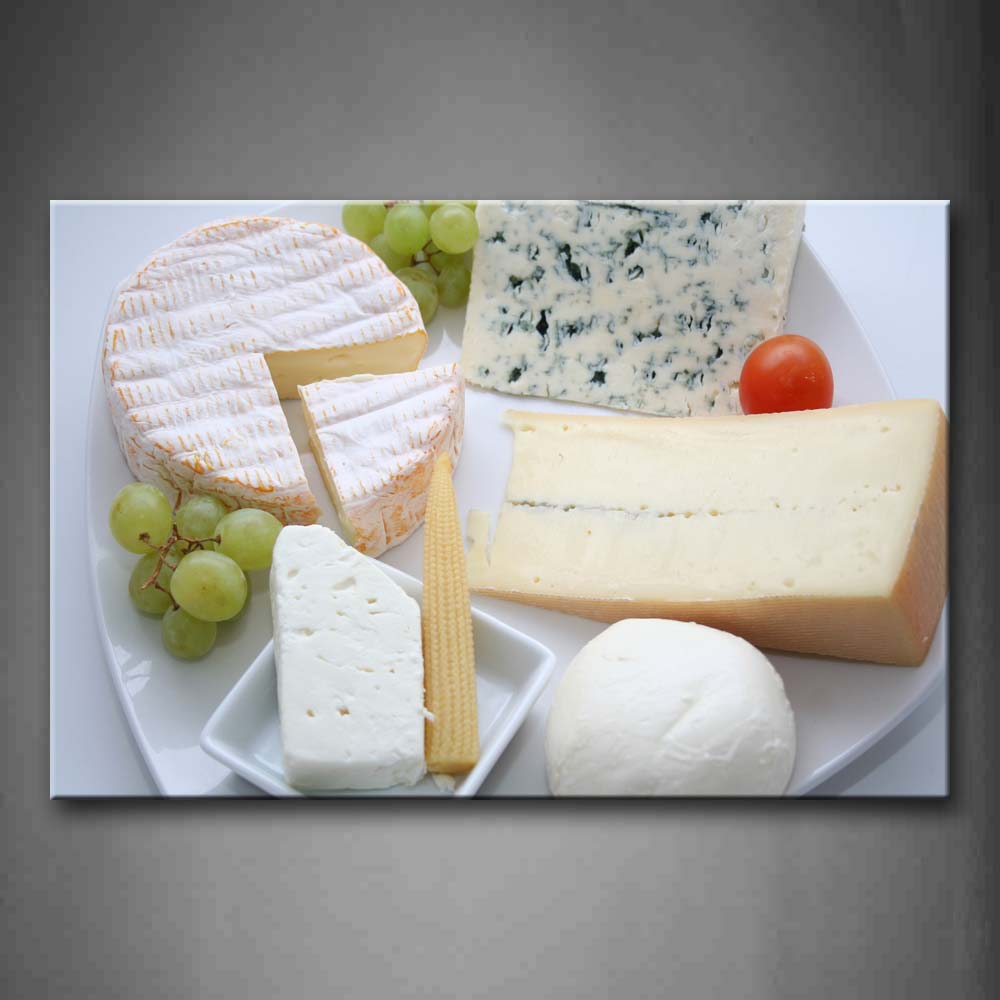 Various Cheese With Grape Wall Art Painting Pictures Print On Canvas Food The Picture For Home Modern Decoration 