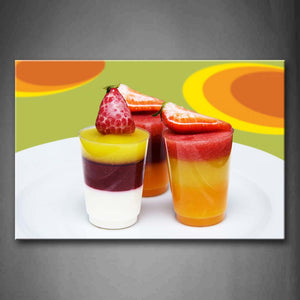 Colorful Dessert With Strawberry Wall Art Painting Pictures Print On Canvas Food The Picture For Home Modern Decoration 