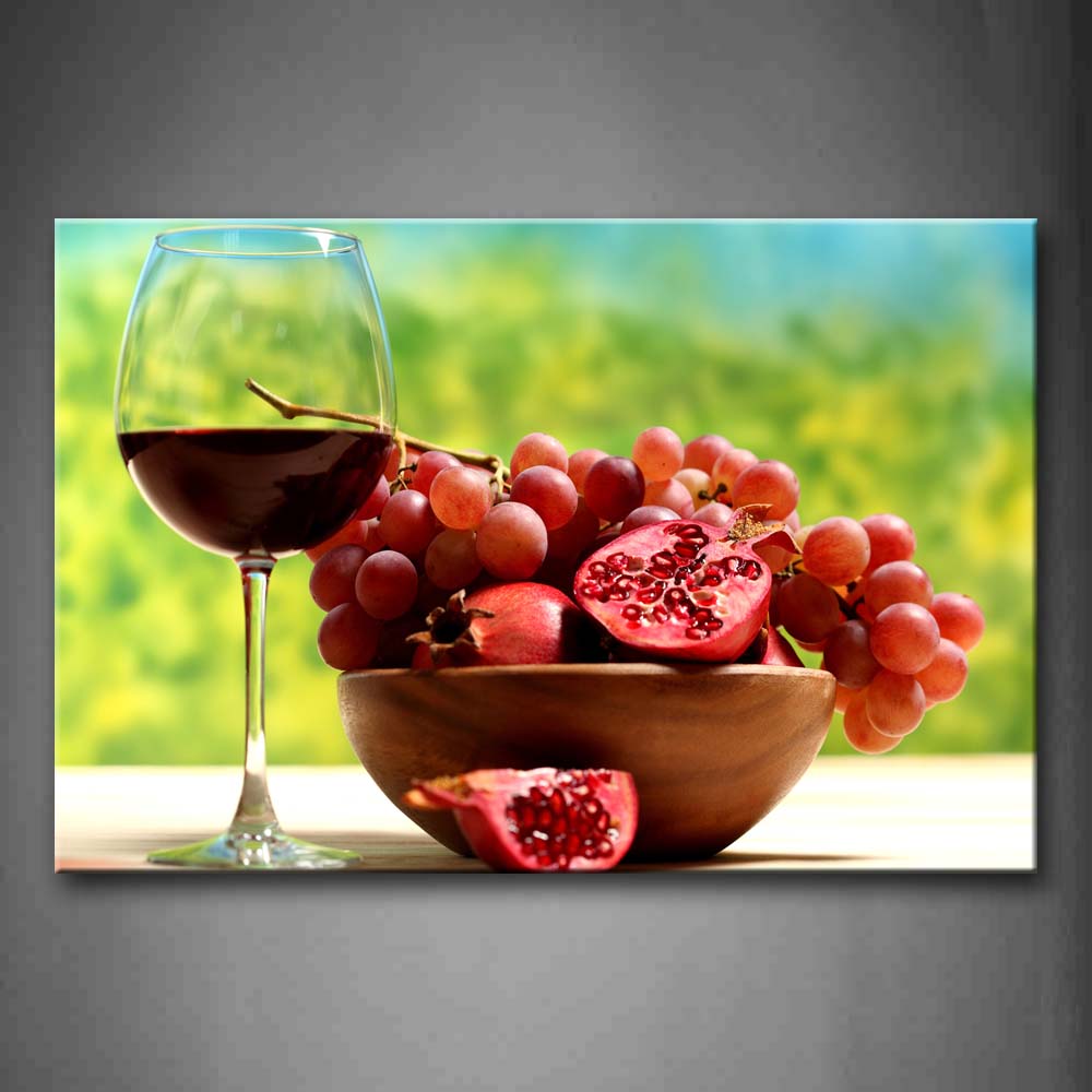 Red Wine With Grape And Pomegranate Wall Art Painting The Picture Print On Canvas Food Pictures For Home Decor Decoration Gift 