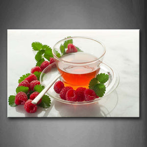 Tea With Red Fruit And Leaf Wall Art Painting Pictures Print On Canvas Food The Picture For Home Modern Decoration 