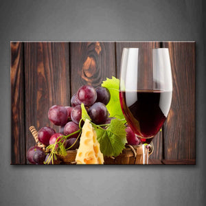 Brown Wine In Glass And Grape Wall Art Painting The Picture Print On Canvas Food Pictures For Home Decor Decoration Gift 