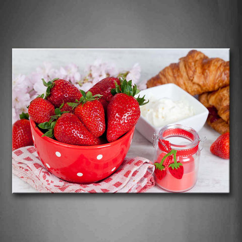 Red Strawberry In Bowl  Wall Art Painting Pictures Print On Canvas Food The Picture For Home Modern Decoration 