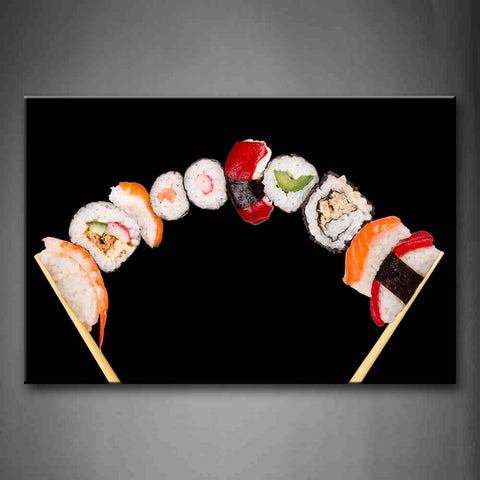 Colorful Various Sushi With Chopsticks Wall Art Painting The Picture Print On Canvas Food Pictures For Home Decor Decoration Gift 