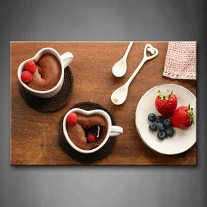 Brown Sweets With Raspberry And Blue Berry Wall Art Painting Pictures Print On Canvas Food The Picture For Home Modern Decoration 