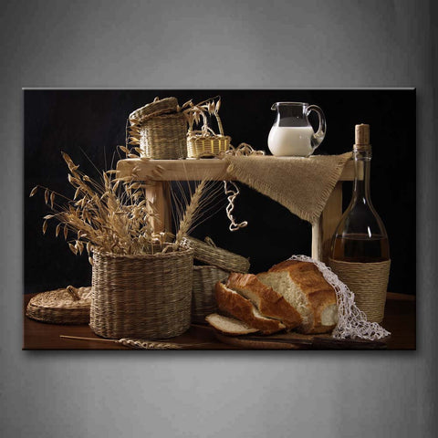 Brown Wheat And Bread Milk Wall Art Painting The Picture Print On Canvas Food Pictures For Home Decor Decoration Gift 