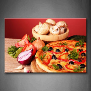 Pizza With Vegetable And Mushroom Wall Art Painting Pictures Print On Canvas Food The Picture For Home Modern Decoration 