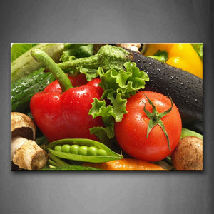 Colorful Vegetables With Water Wall Art Painting Pictures Print On Canvas Food The Picture For Home Modern Decoration 