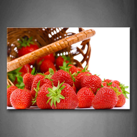 Red Strawberry With Leaf In Basket Wall Art Painting The Picture Print On Canvas Food Pictures For Home Decor Decoration Gift 