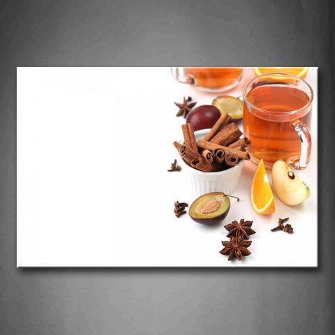 Tea In Cup With Herb And Fruit Wall Art Painting Pictures Print On Canvas Food The Picture For Home Modern Decoration 