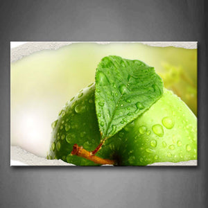 Green Apple And Leaf With Water Wall Art Painting Pictures Print On Canvas Food The Picture For Home Modern Decoration 