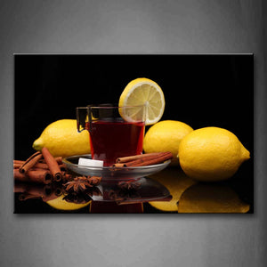 Tea With Yellow Lemon And Herb Wall Art Painting The Picture Print On Canvas Food Pictures For Home Decor Decoration Gift 