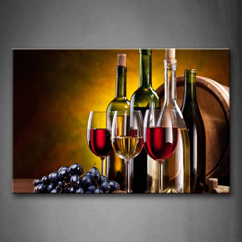 Yellow And Red Wine With Grape Wall Art Painting The Picture Print On Canvas Food Pictures For Home Decor Decoration Gift 