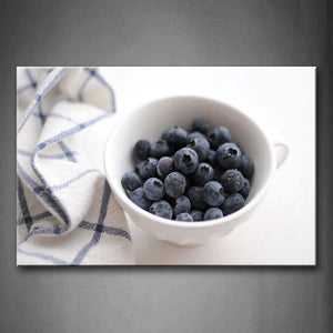 Blueberry In White Bowl With Cloth Wall Art Painting Pictures Print On Canvas Food The Picture For Home Modern Decoration 