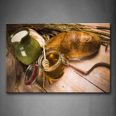 Honey With Bread And Wheat Wall Art Painting Pictures Print On Canvas Food The Picture For Home Modern Decoration 