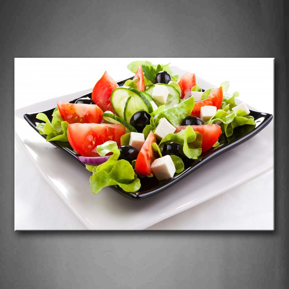 Salad With Various Fruit And Vegetable In Plate Wall Art Painting Pictures Print On Canvas Food The Picture For Home Modern Decoration 