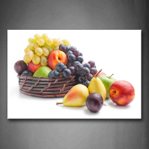 Grape Apple Pear With Basket Wall Art Painting The Picture Print On Canvas Food Pictures For Home Decor Decoration Gift 