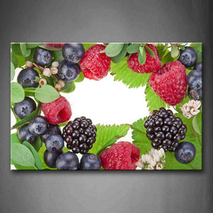 Blueberry And  Raspberry With Green Leaf Wall Art Painting Pictures Print On Canvas Food The Picture For Home Modern Decoration 