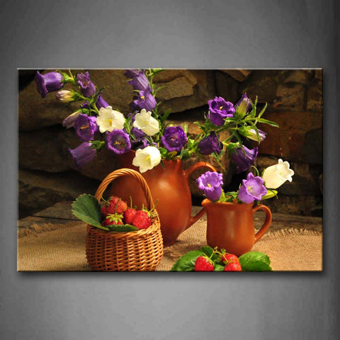 Red Strawberry With White Purple Flower Wall Art Painting Pictures Print On Canvas Food The Picture For Home Modern Decoration 