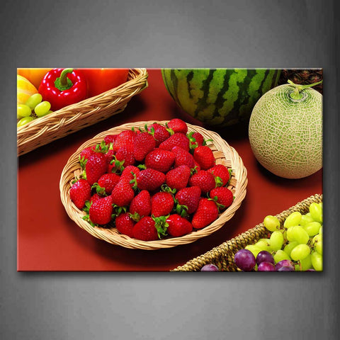 Red Strawberry And Grape Watermelon Hami Melon Wall Art Painting The Picture Print On Canvas Food Pictures For Home Decor Decoration Gift 