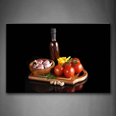 Red Persimmon Garlic And Wine Wall Art Painting Pictures Print On Canvas Food The Picture For Home Modern Decoration 