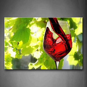 Red Wine With Green Leaf Wall Art Painting The Picture Print On Canvas Food Pictures For Home Decor Decoration Gift 