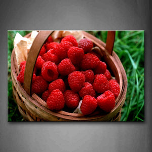 Red Raspberry In Basket On Grass Wall Art Painting The Picture Print On Canvas Food Pictures For Home Decor Decoration Gift 