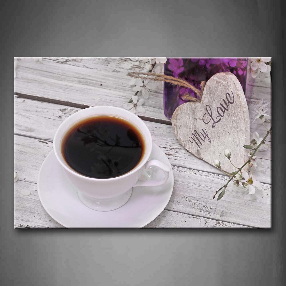 Coffee In White Glass And Flower Wall Art Painting Pictures Print On Canvas Food The Picture For Home Modern Decoration 