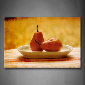 Two Pear In White Plate Wall Art Painting Pictures Print On Canvas Food The Picture For Home Modern Decoration 