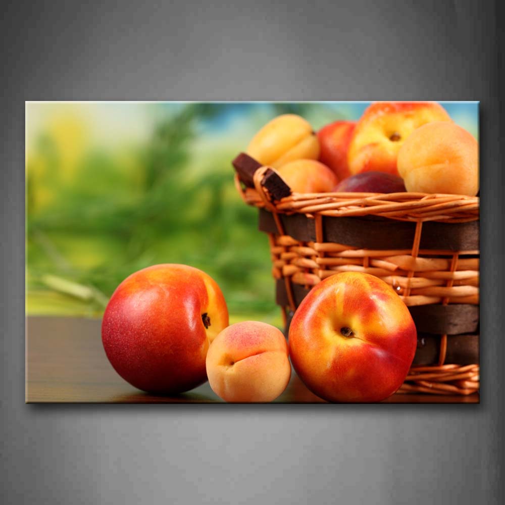 Fresh Nectarine In Basket Wall Art Painting The Picture Print On Canvas Food Pictures For Home Decor Decoration Gift 