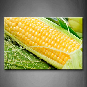 Yellow Orange Golden Corn With Green Leaf Wall Art Painting The Picture Print On Canvas Food Pictures For Home Decor Decoration Gift 