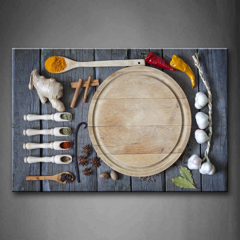 Ginger  Spice In Spoon Put Well In Table Wall Art Painting Pictures Print On Canvas Food The Picture For Home Modern Decoration 